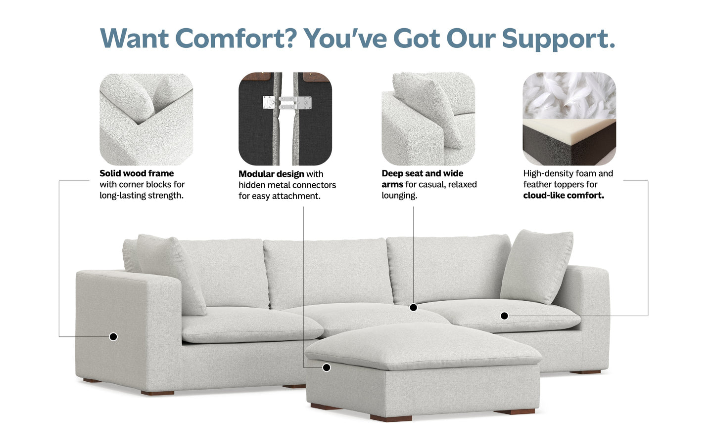 Jasmine 3 Seater Sofa and Ottoman