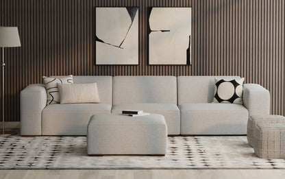 Pale Grey Performance Fabric | Rex 3 Seater Sofa and Ottoman in Performance Fabric