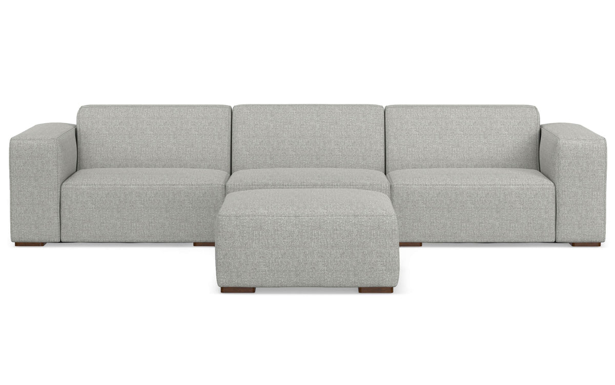 Pale Grey Performance Fabric | Rex 3 Seater Sofa and Ottoman in Performance Fabric