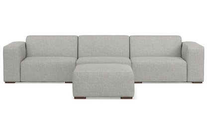 Pale Grey Performance Fabric | Rex 3 Seater Sofa and Ottoman in Performance Fabric