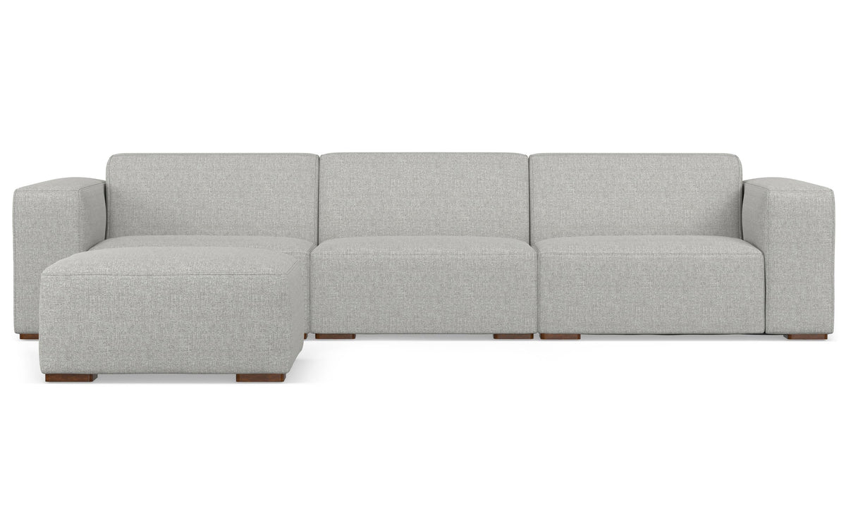 Pale Grey Performance Fabric | Rex 3 Seater Sofa and Ottoman in Performance Fabric