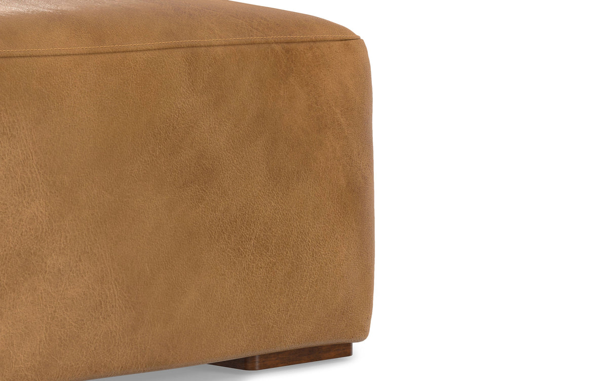 Sienna Genuine Leather | Rex Right Sectional Sofa and Ottoman in Genuine Leather
