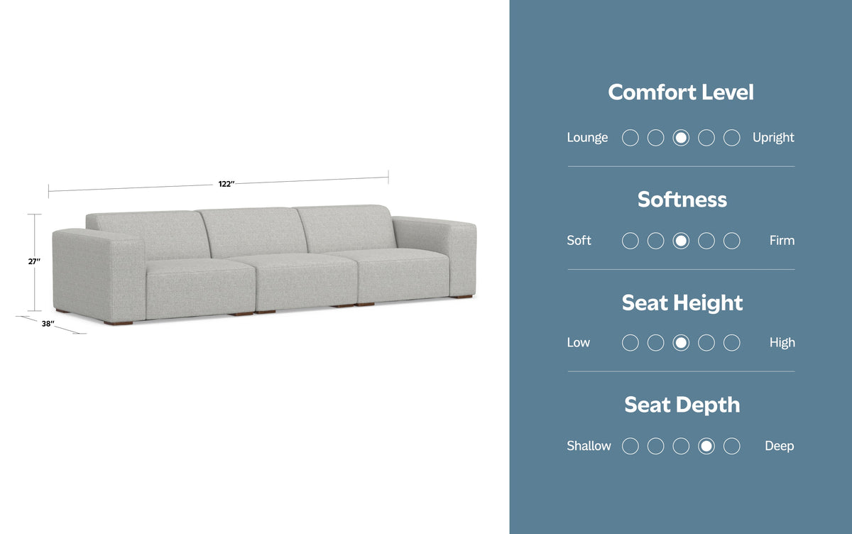 Pale Grey Performance Fabric | Rex 3 Seater Sofa Performance Fabric