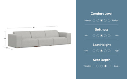 Pale Grey Performance Fabric | Rex 3 Seater Sofa Performance Fabric