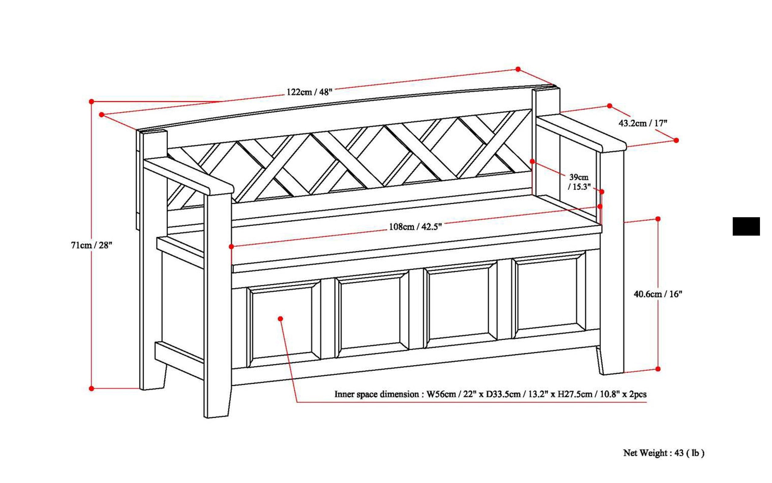 Fog Grey | Amherst Entryway Bench
