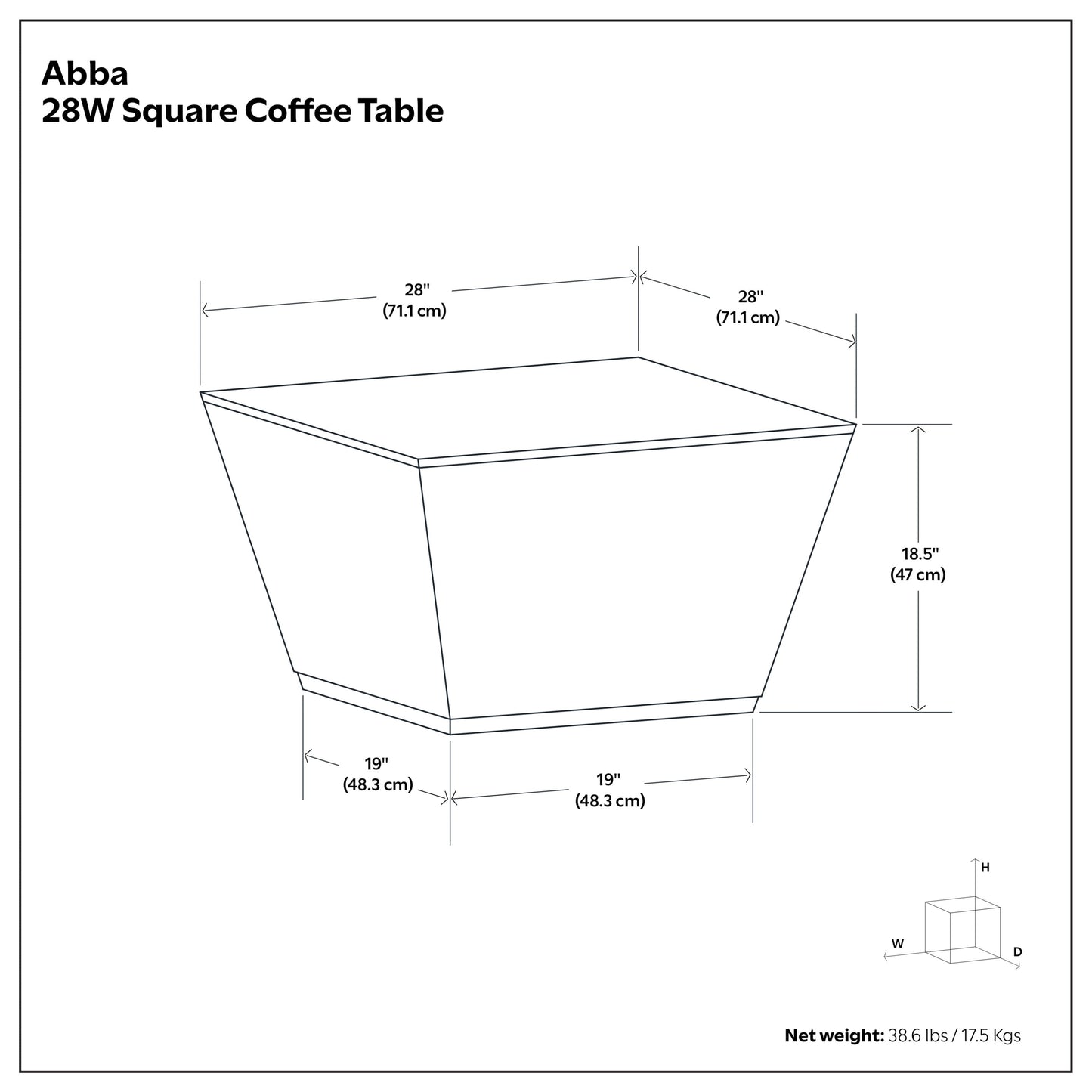 Distressed Dark Brown | Abba Square Coffee Table