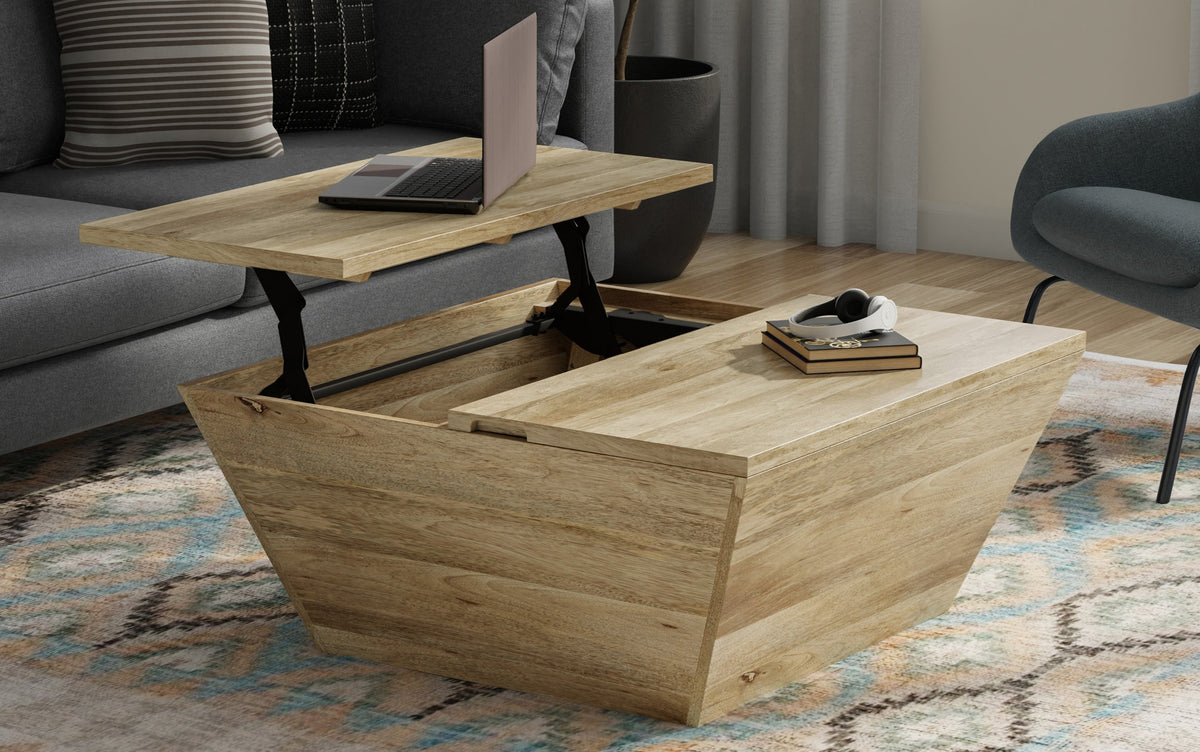 Refined Natural | Abba 36 inch Square Lift Top Coffee Table