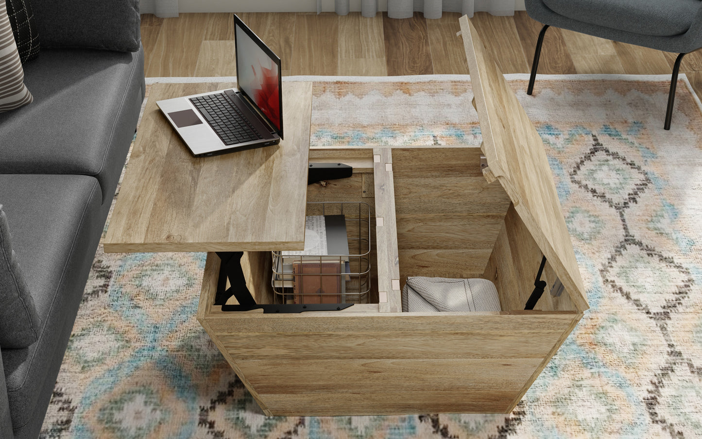 Refined Natural | Abba 36 inch Square Lift Top Coffee Table