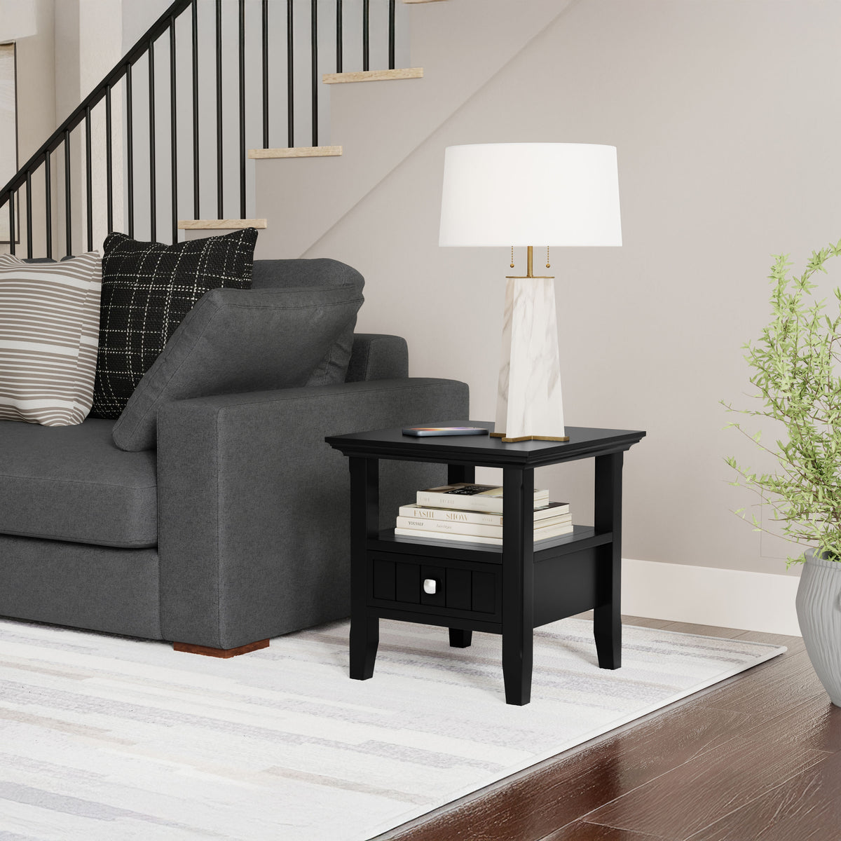 Black | Acadian End Table with Drawer