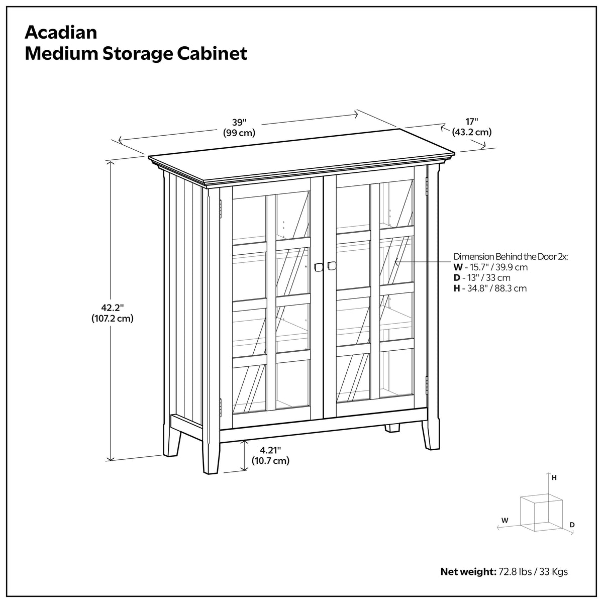 Distressed Grey | Acadian Medium Storage Cabinet