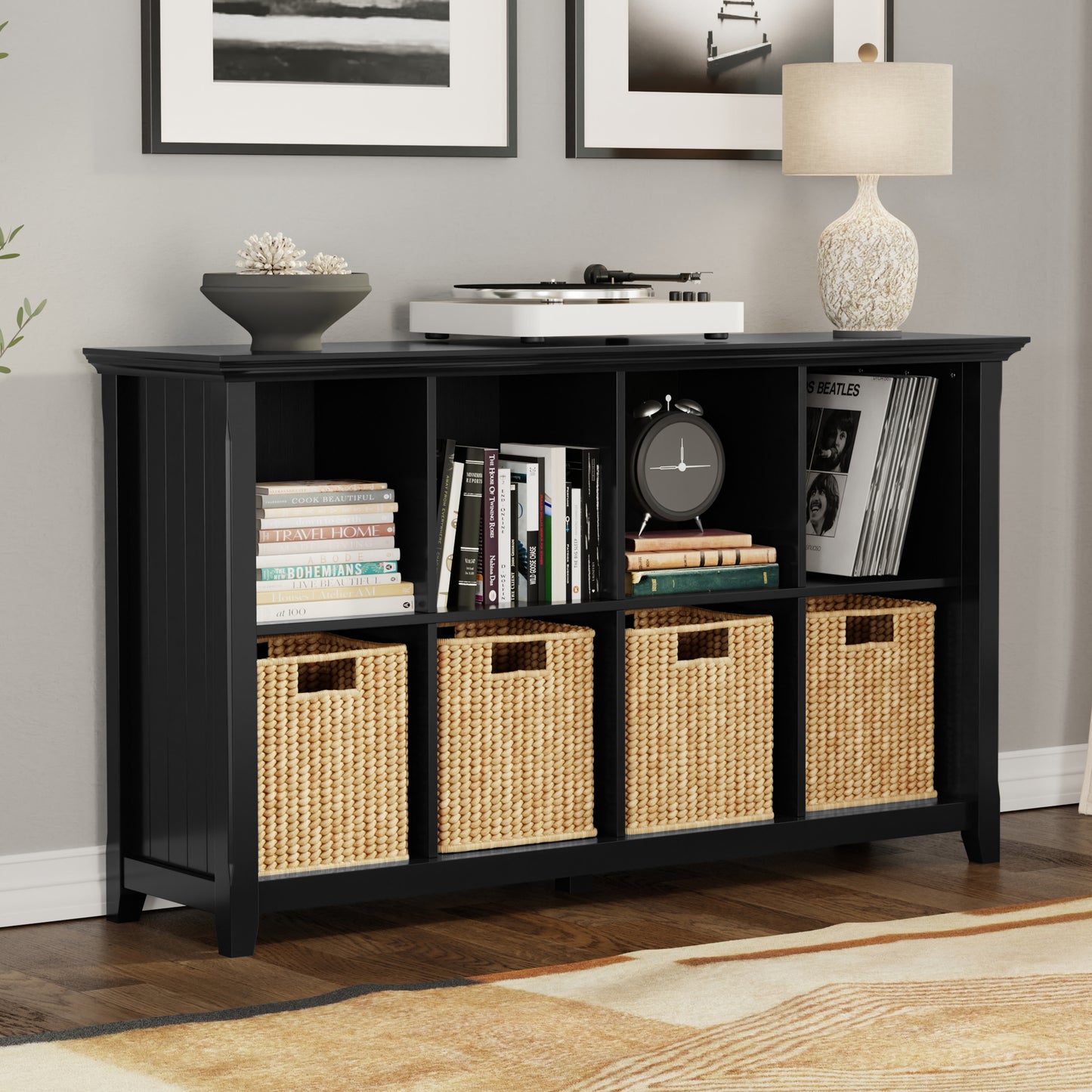 Black | Acadian 8 Cube Storage Sofa Table
