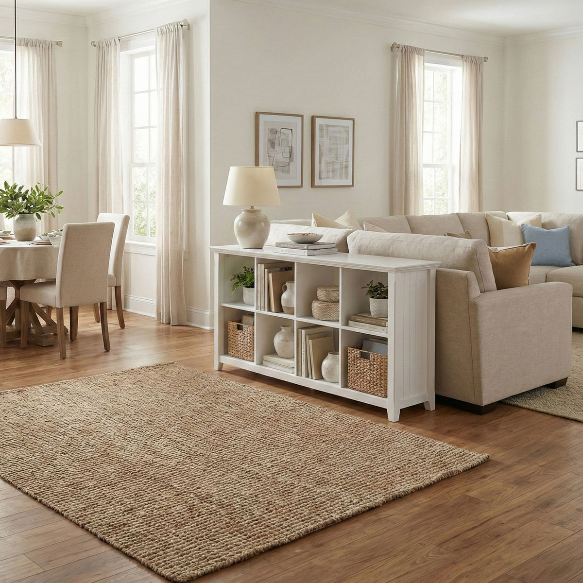 White | Acadian 8 Cube Storage Sofa Table