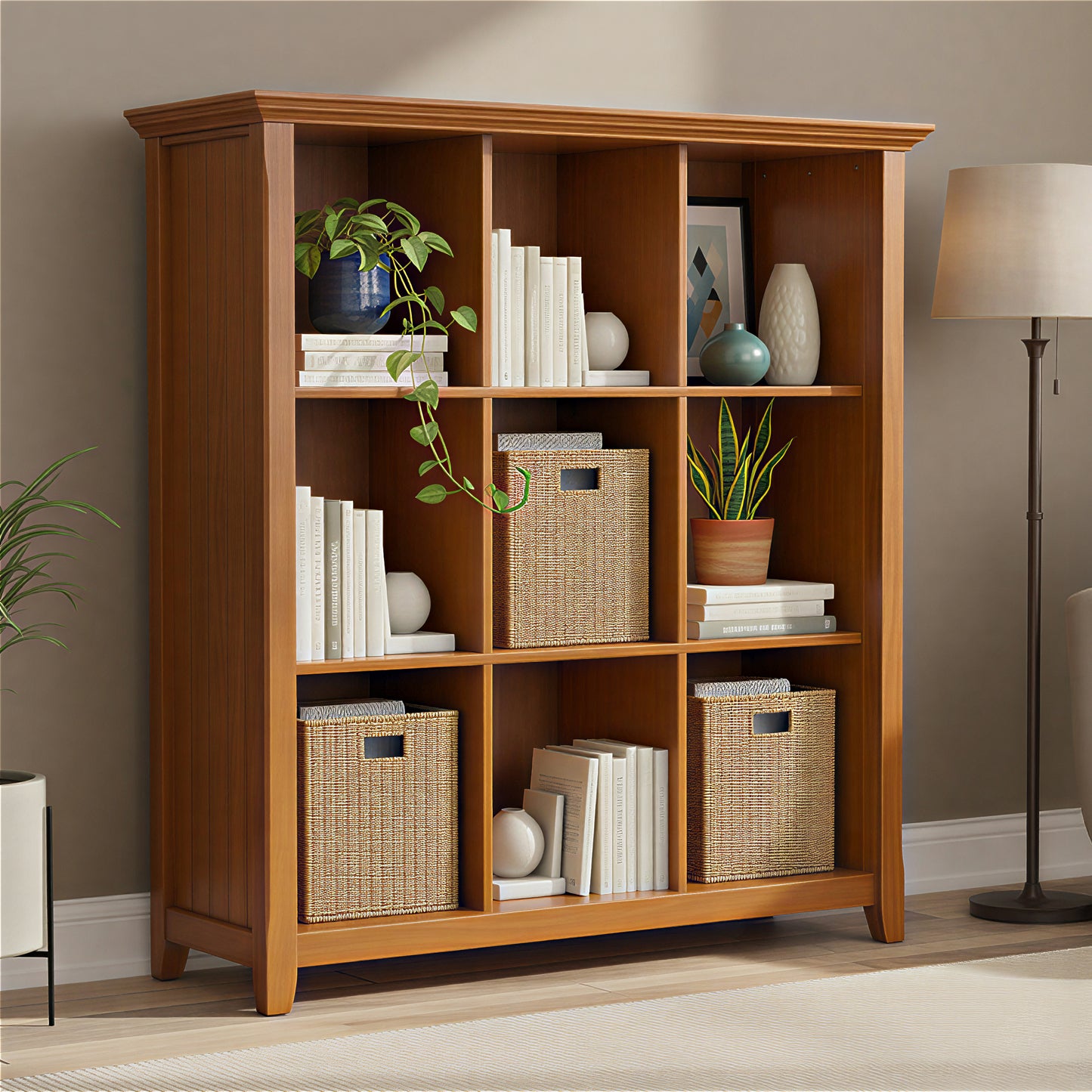 Light Golden Brown | Acadian 9 Cube Bookcase