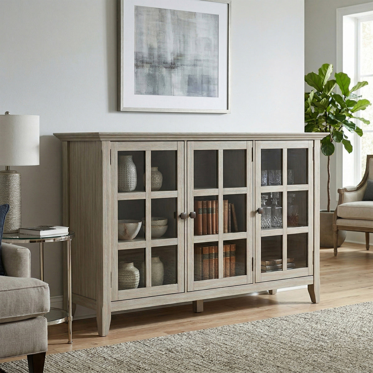 Distressed Grey| Acadian Wide Storage Cabinet