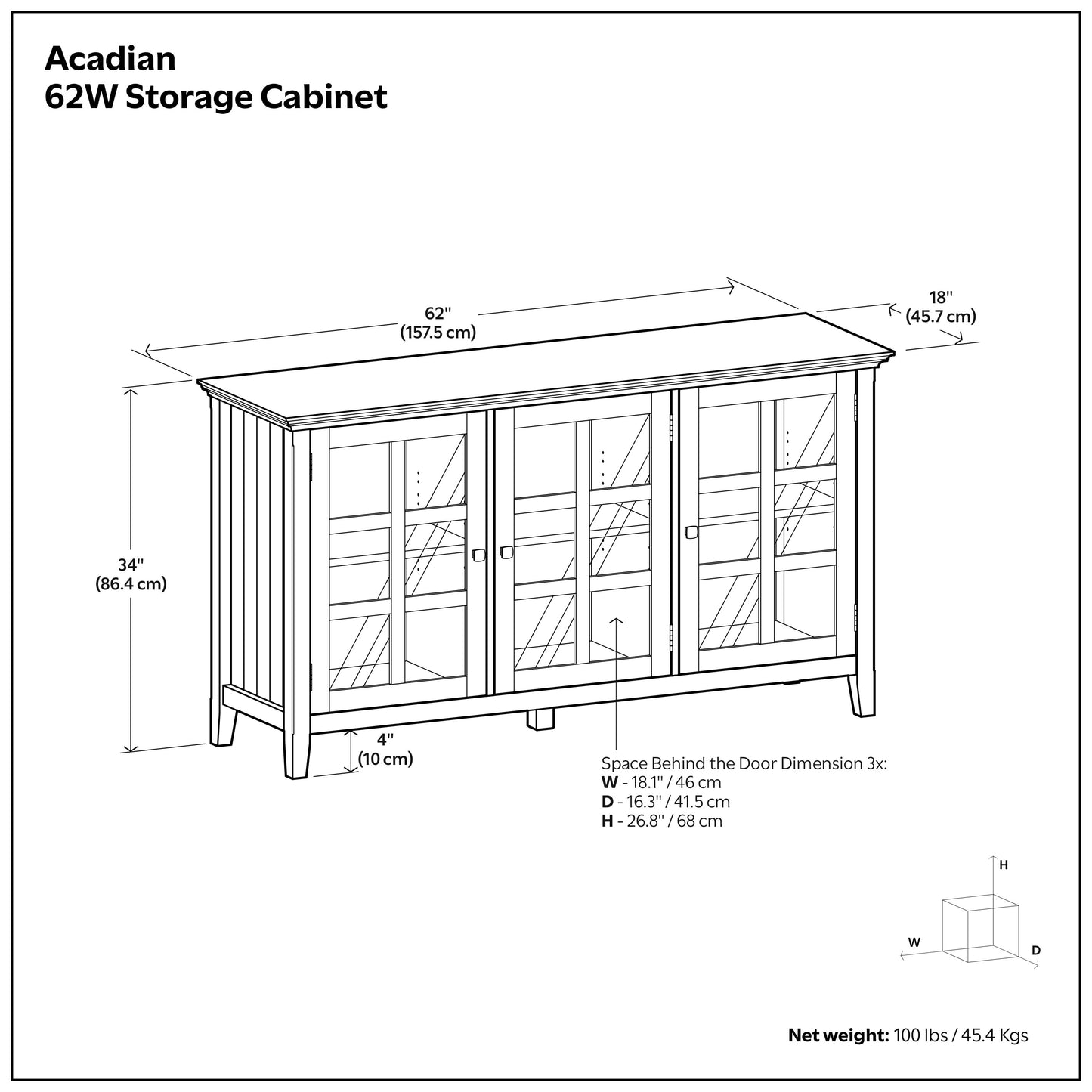Light Golden Brown| Acadian Wide Storage Cabinet