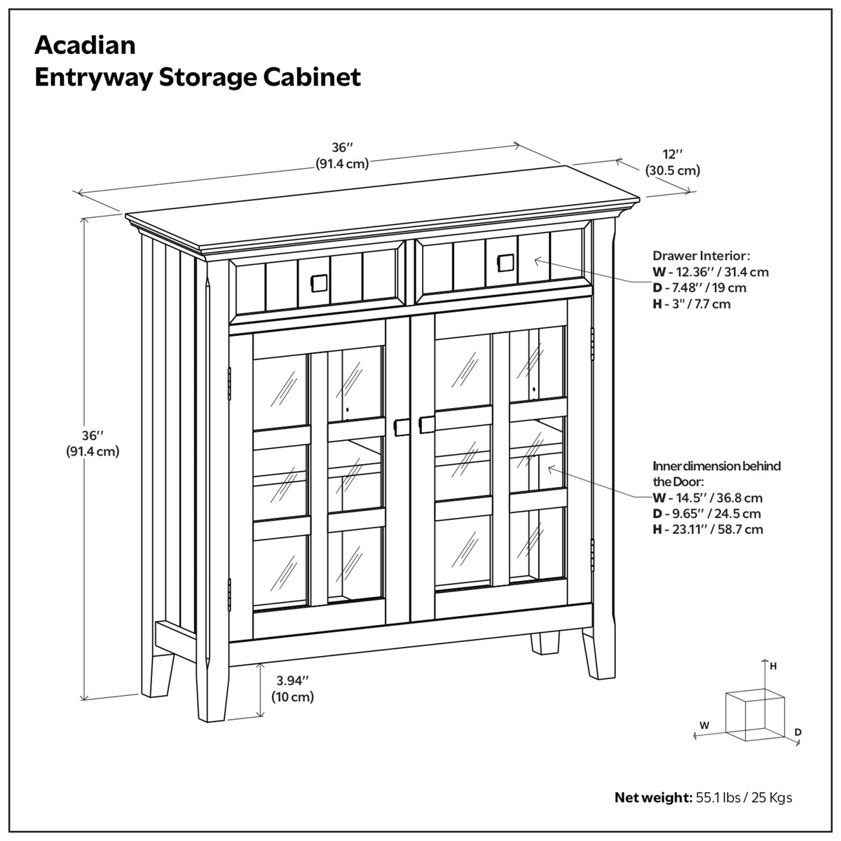 Distressed Coastal Blue | Acadian Entryway Storage Cabinet