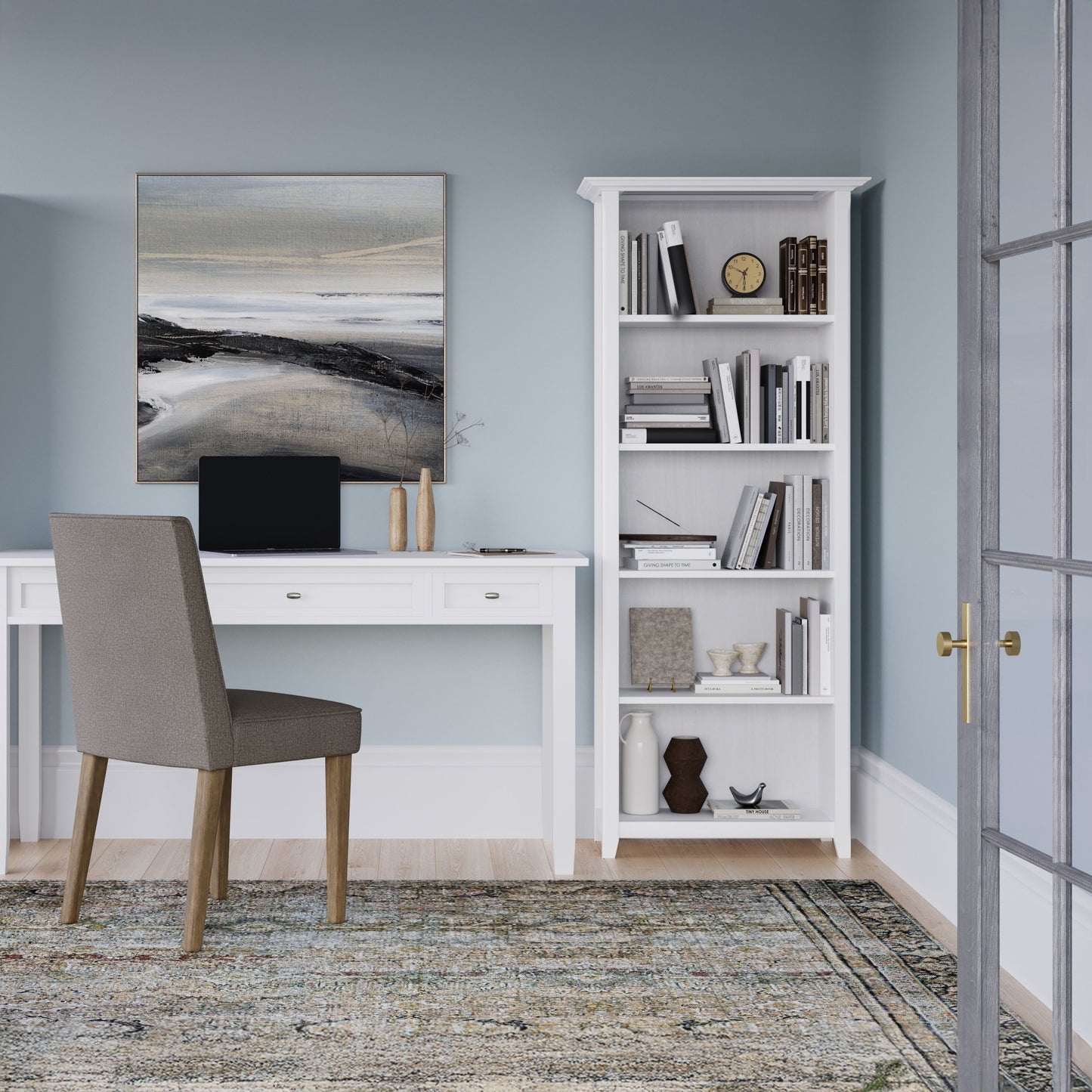 White | Acadian 5 Shelf Bookcase