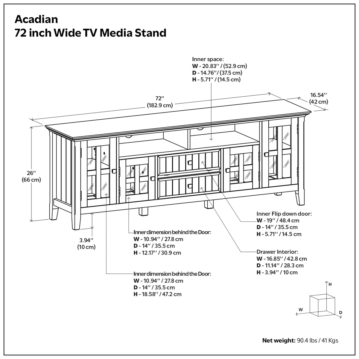 Acadian 72 inch Wide TV Media Stand