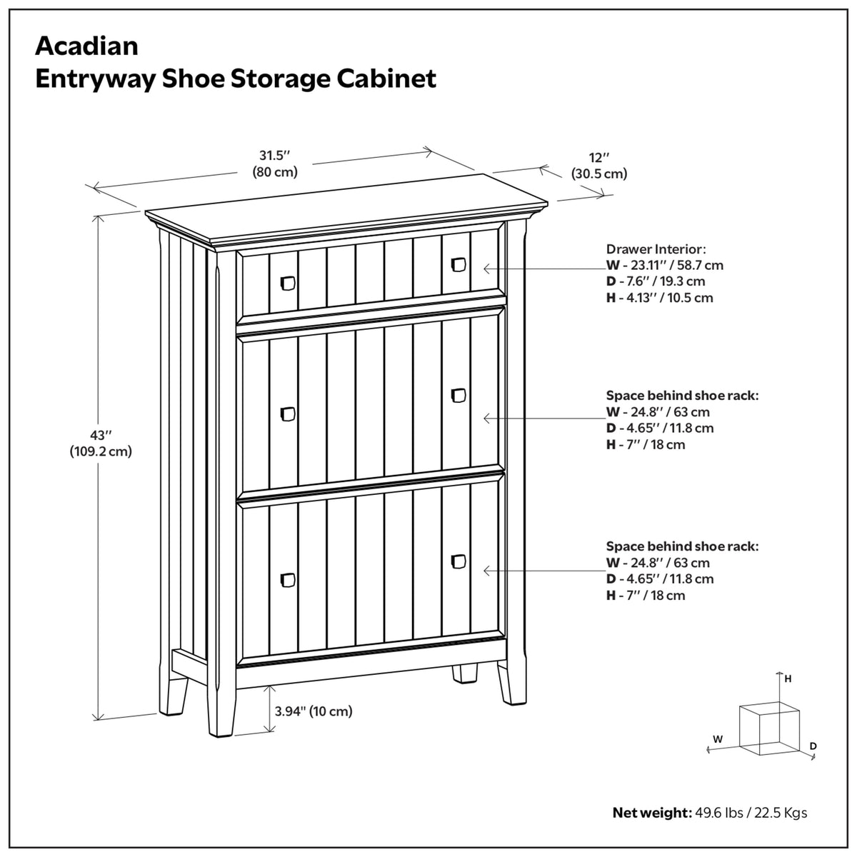 Acadian Entryway Shoe Storage Cabinet