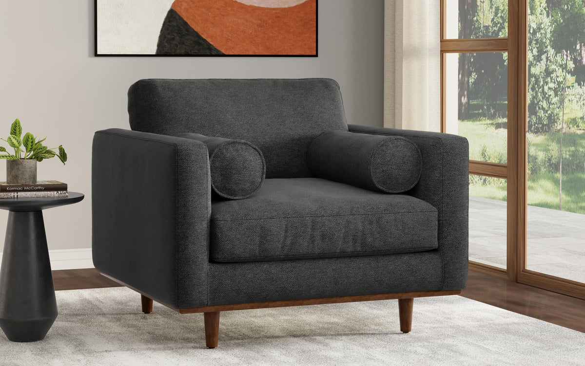 Charcoal Grey Performance Fabric | Morrison Arm Chair in Performance Fabric
