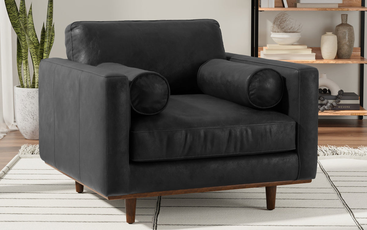 Lead Black Genuine Leather | Morrison Arm Chair
