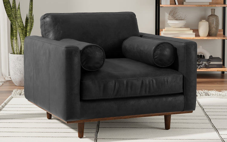 Lead Black Genuine Leather | Morrison Arm Chair
