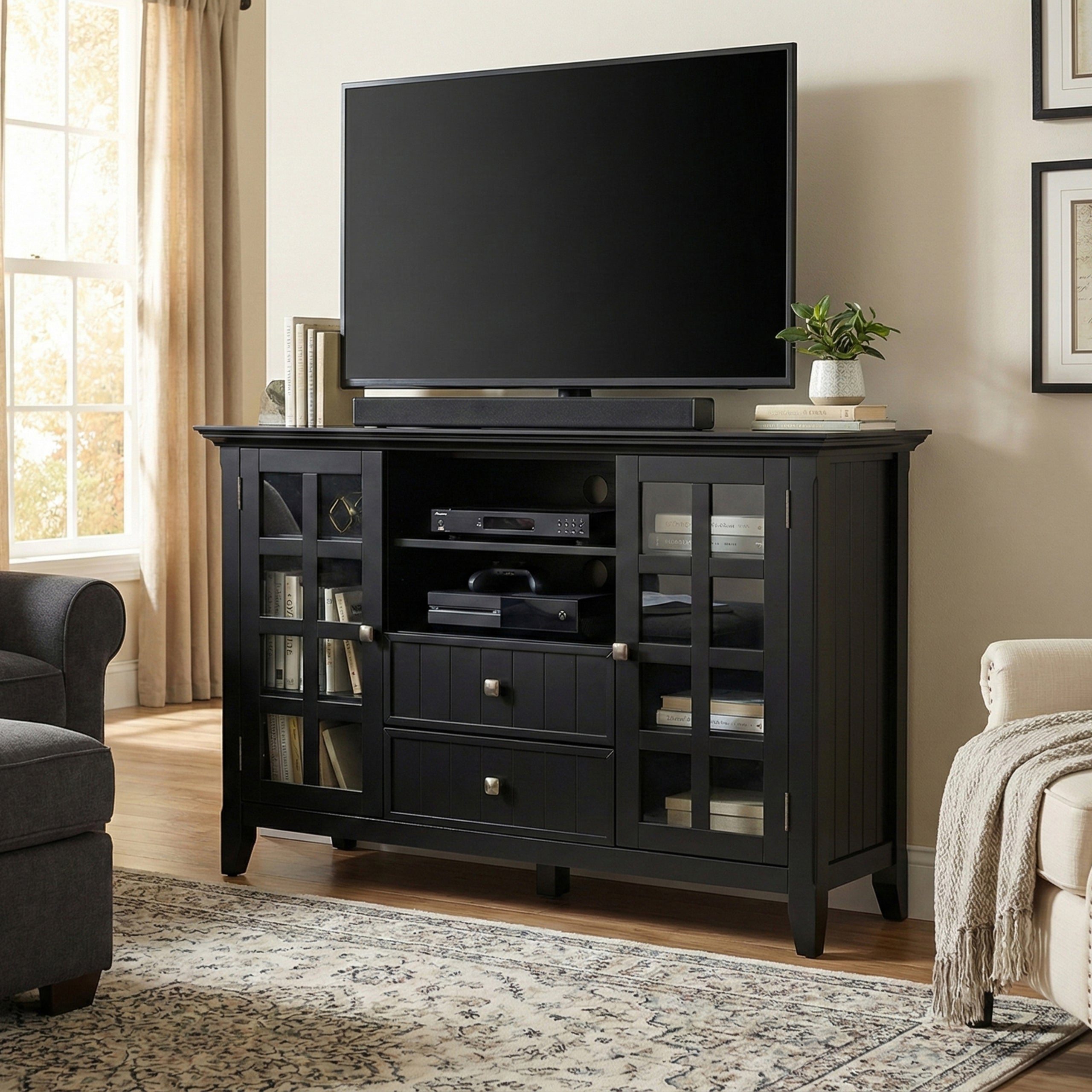 Black | Acadian Tall TV Media Stand