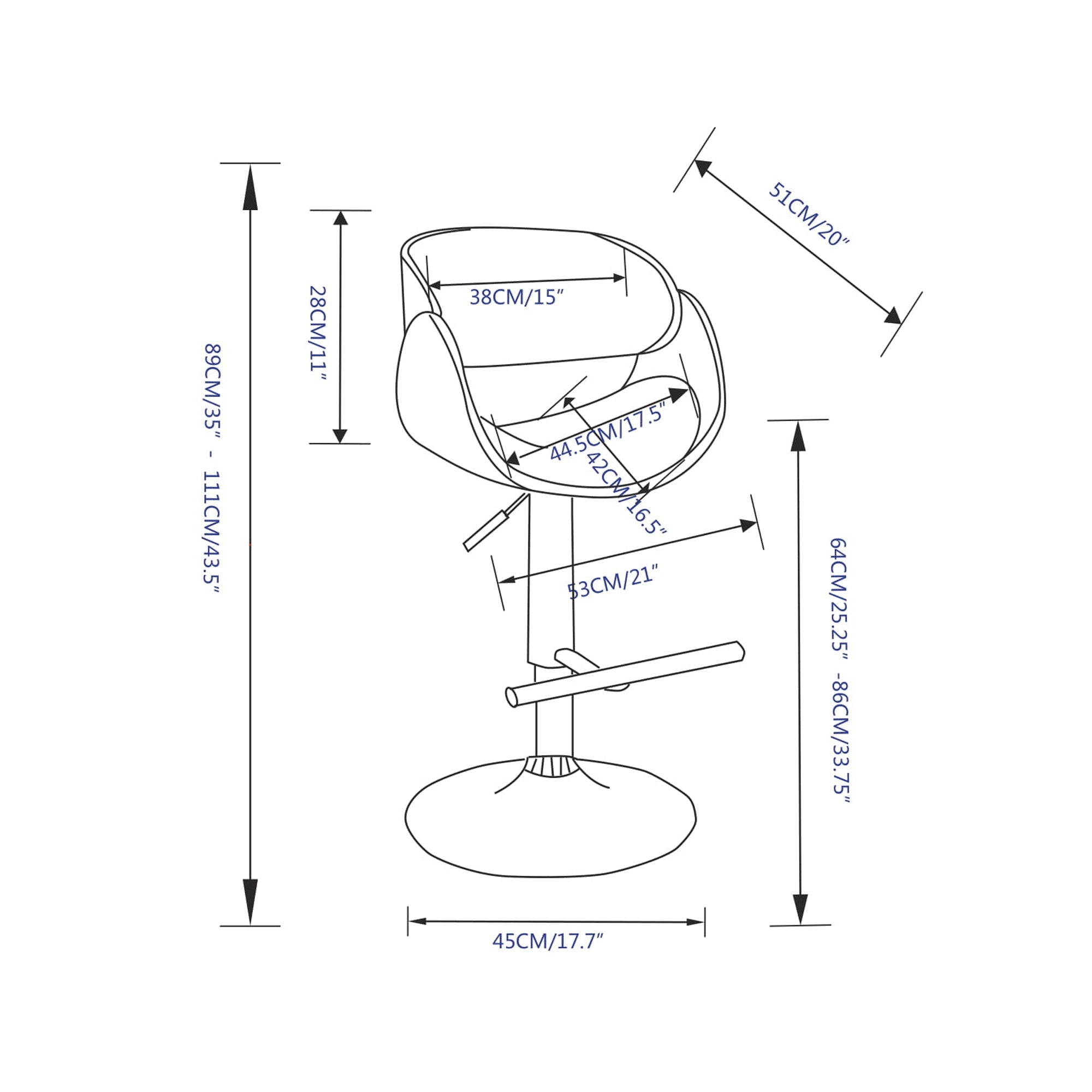 Light Denim Blue | Amery Adjustable Swivel Bar Stool