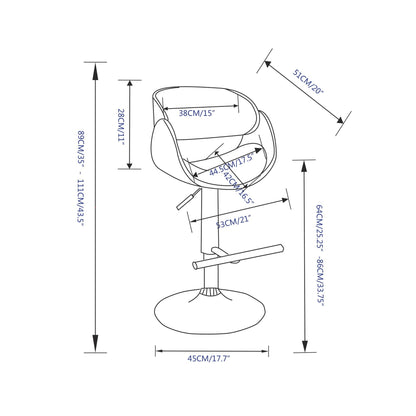 Light Denim Blue | Amery Adjustable Swivel Bar Stool