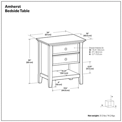 Rustic Natural Aged Brown | Amherst Bedside Table