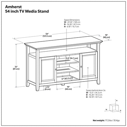 Medium Saddle Brown | Amherst 54 inch TV Media Stand