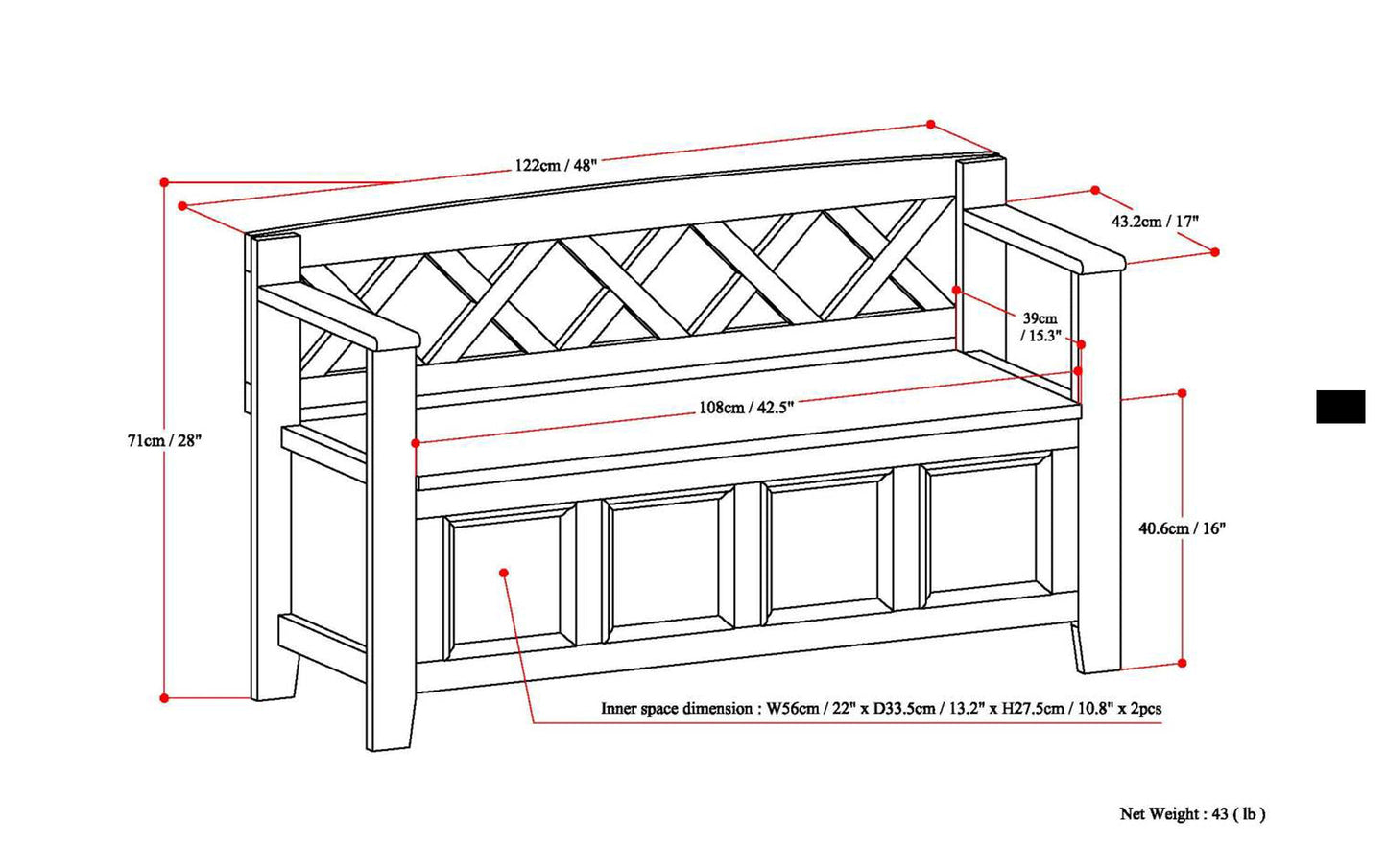 French Blue | Amherst Entryway Bench