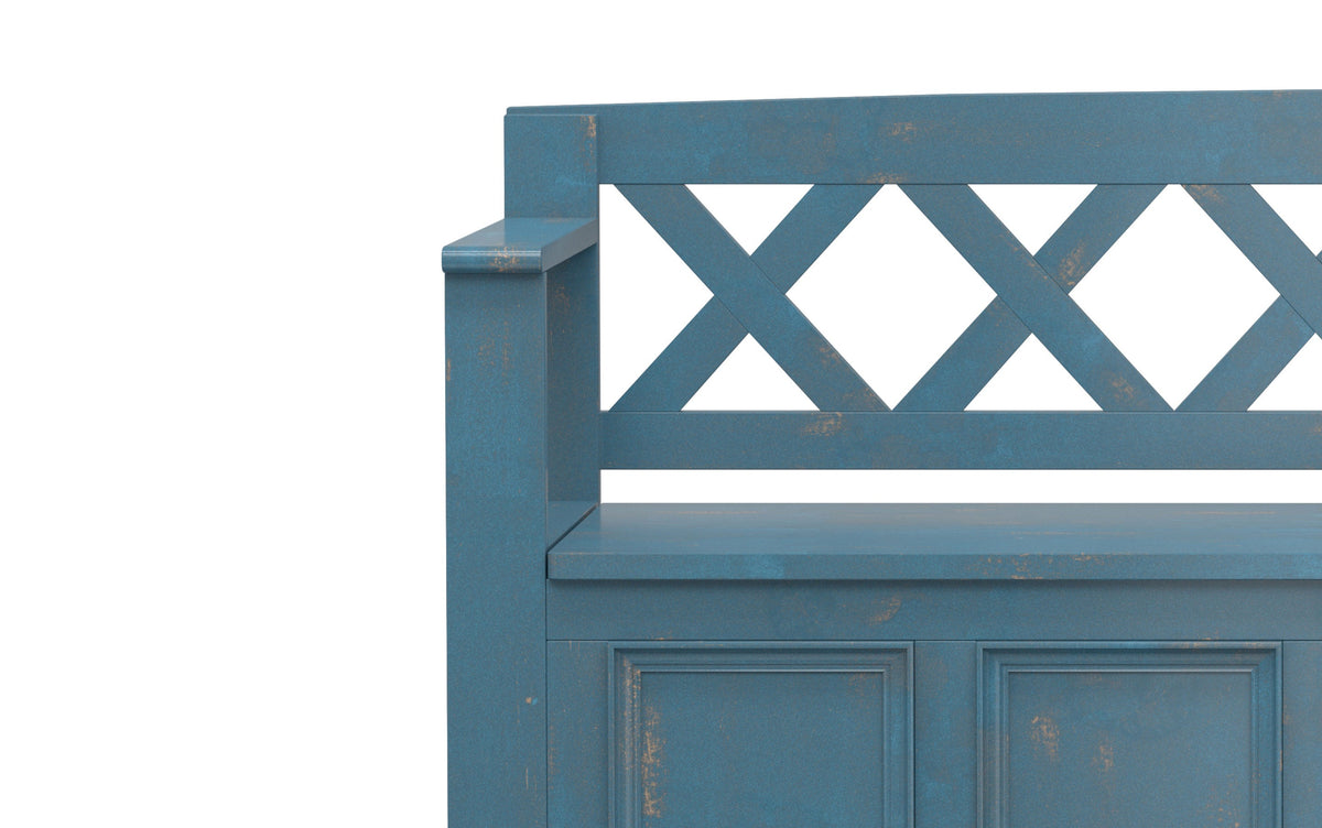 Distressed Coastal Blue | Amherst Entryway Bench