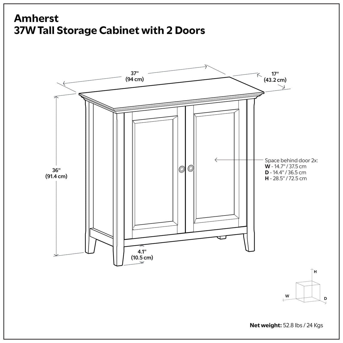 Hickory Brown | Amherst Medium Storage Cabinet with 2 Doors