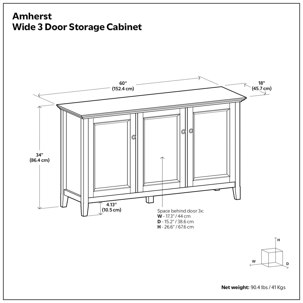 Amherst Wide 3 Door Storage Cabinet