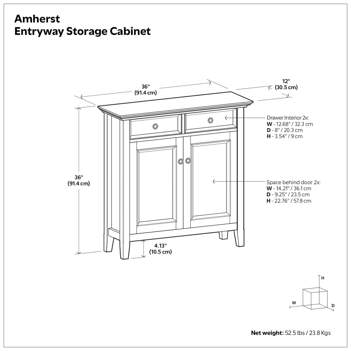 Rustic Natural Aged Brown | Amherst Entryway Storage Cabinet