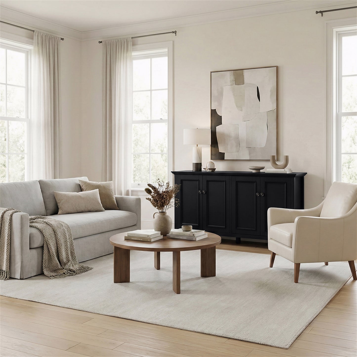 Black | Amherst Wide 4 Door Storage Cabinet