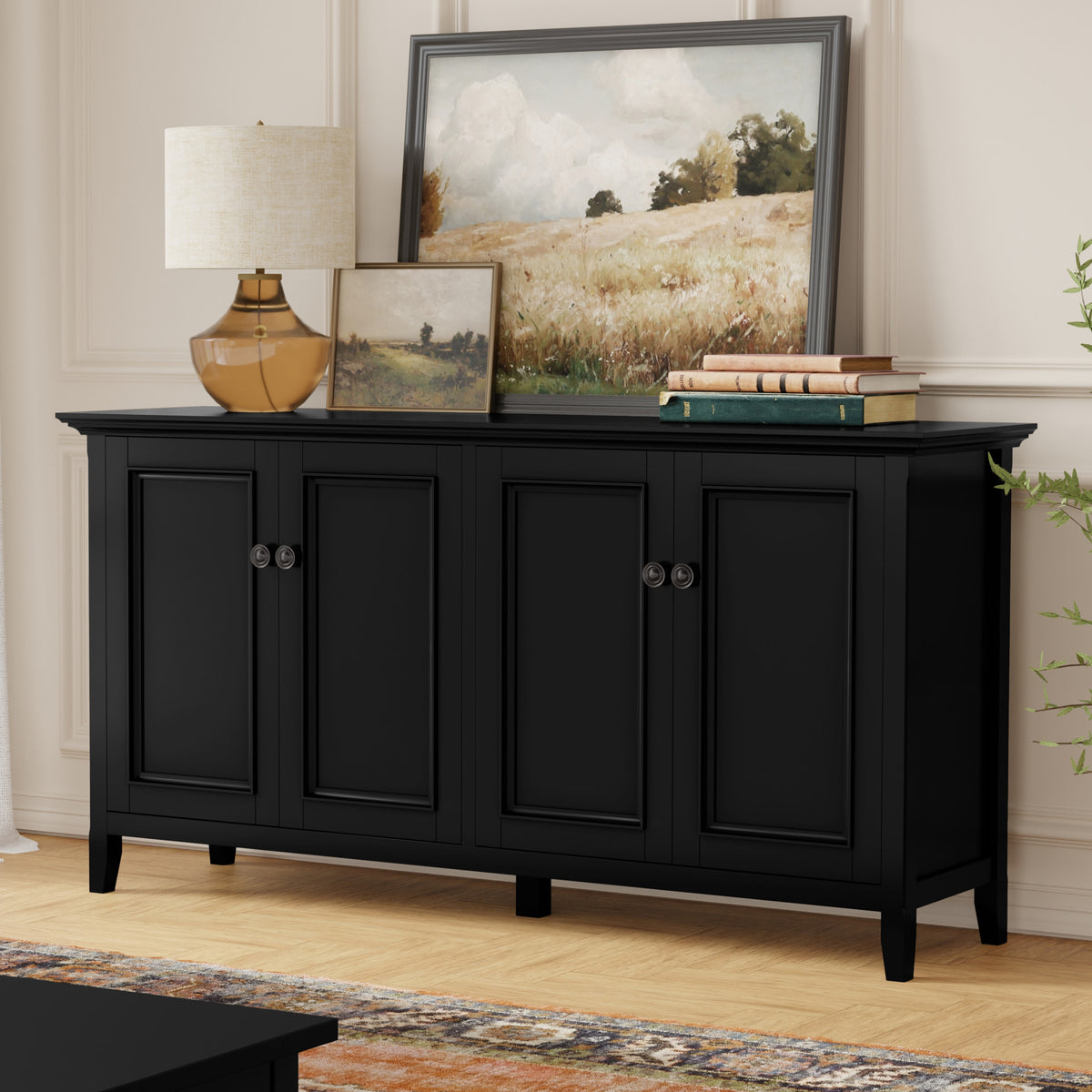 Black | Amherst Wide 4 Door Storage Cabinet