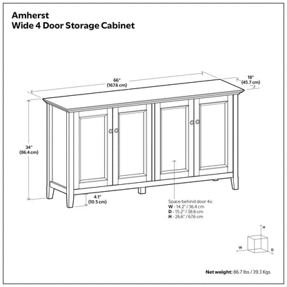 Hickory Brown | Amherst Wide 4 Door Storage Cabinet