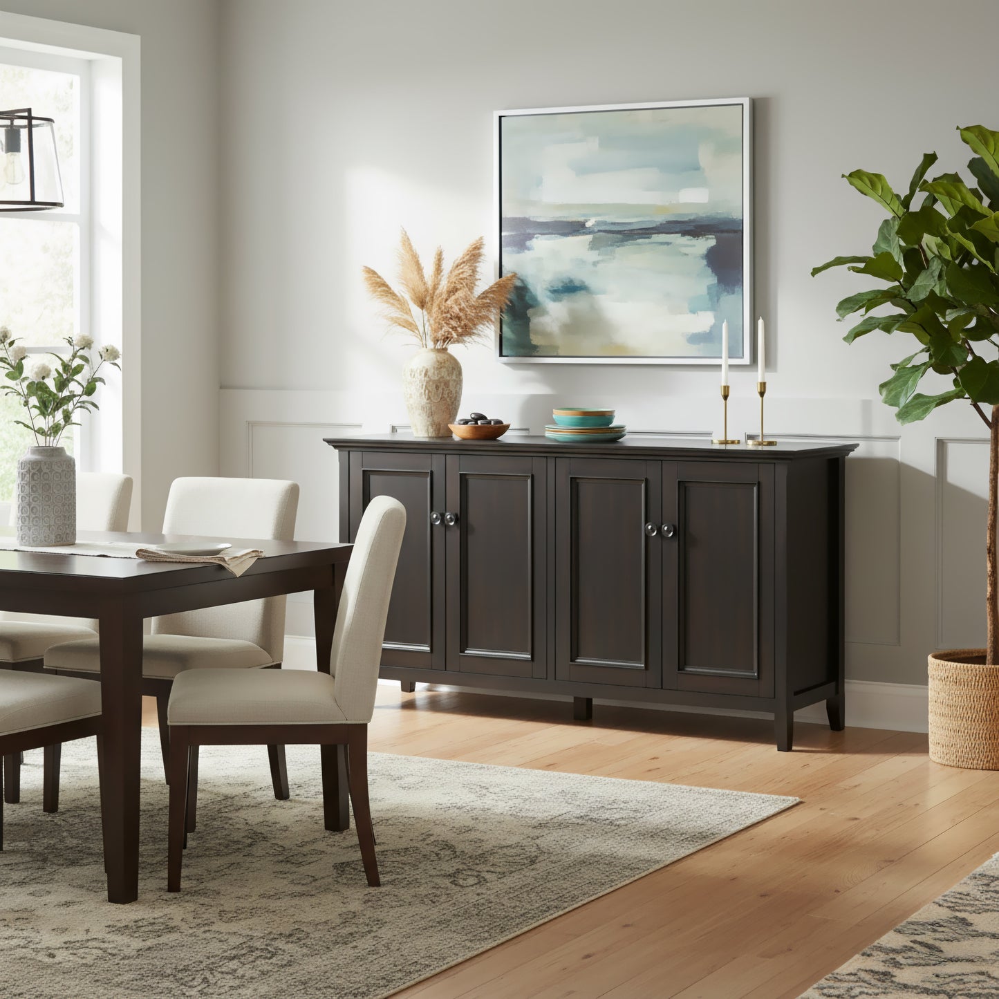 Hickory Brown | Amherst Wide 4 Door Storage Cabinet