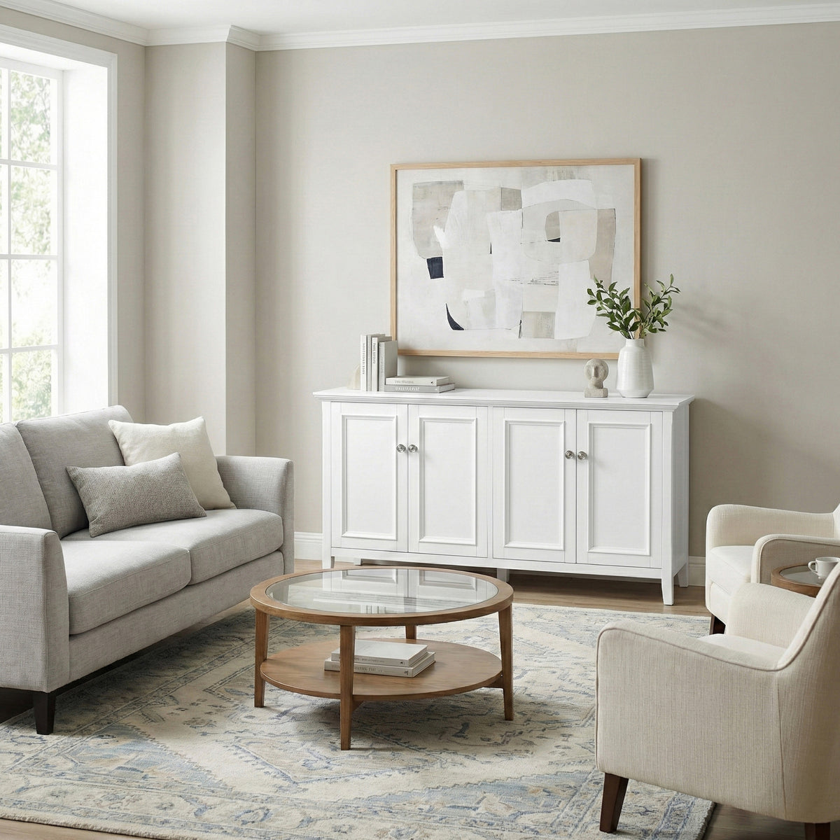 White | Amherst Wide 4 Door Storage Cabinet