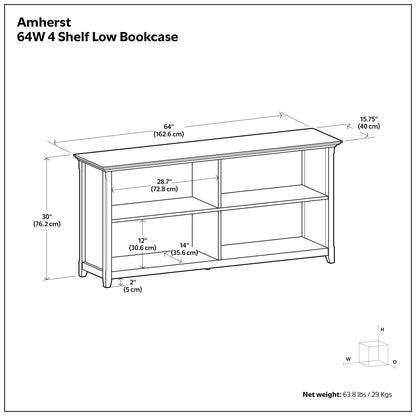 Hickory Brown | Amherst Low 4 Shelf Bookcase
