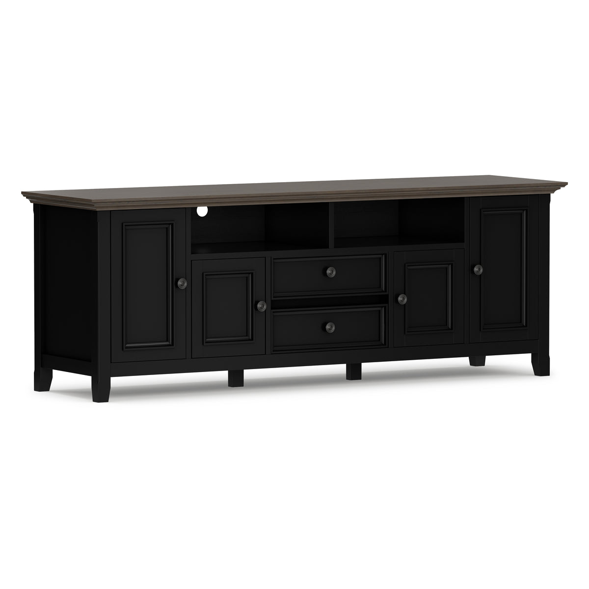 Black/Smoky Brown | Amherst 72 inch Wide TV Media Stand