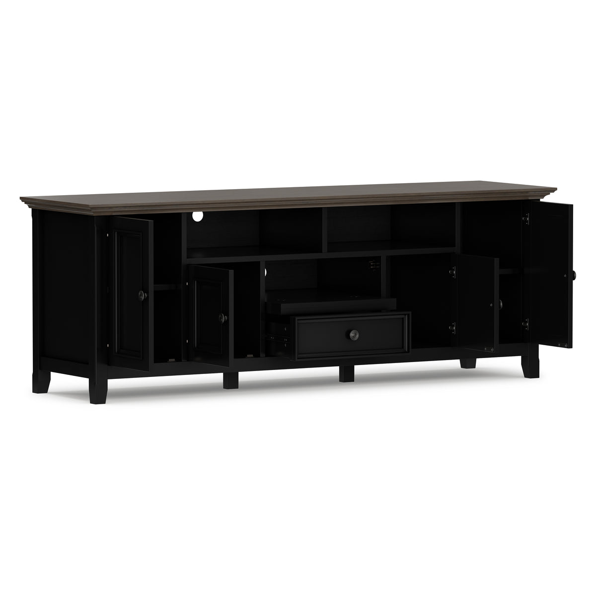 Black/Smoky Brown | Amherst 72 inch Wide TV Media Stand