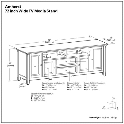 Black | Amherst 72 inch Wide TV Media Stand