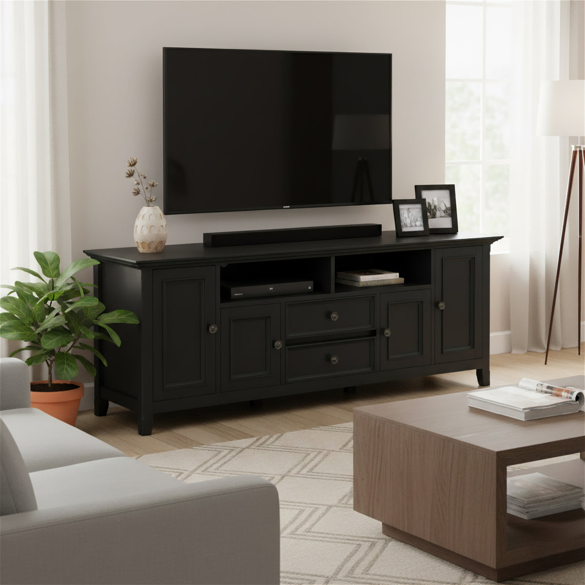Black | Amherst 72 inch Wide TV Media Stand