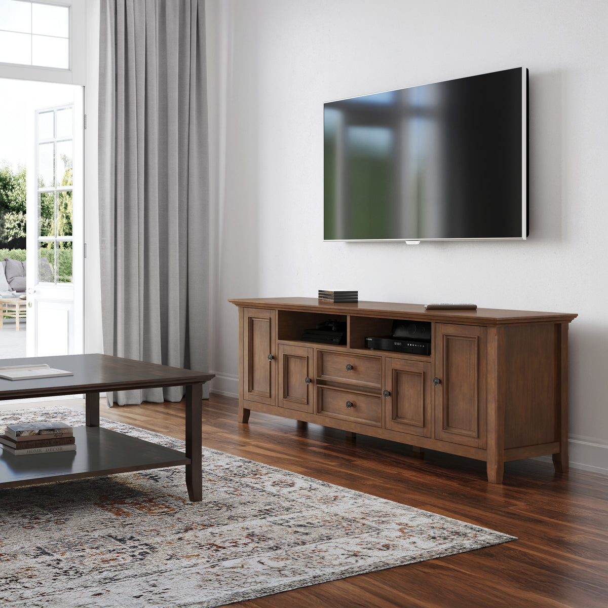 Rustic Natural Aged Brown | Amherst 72 inch Wide TV Media Stand