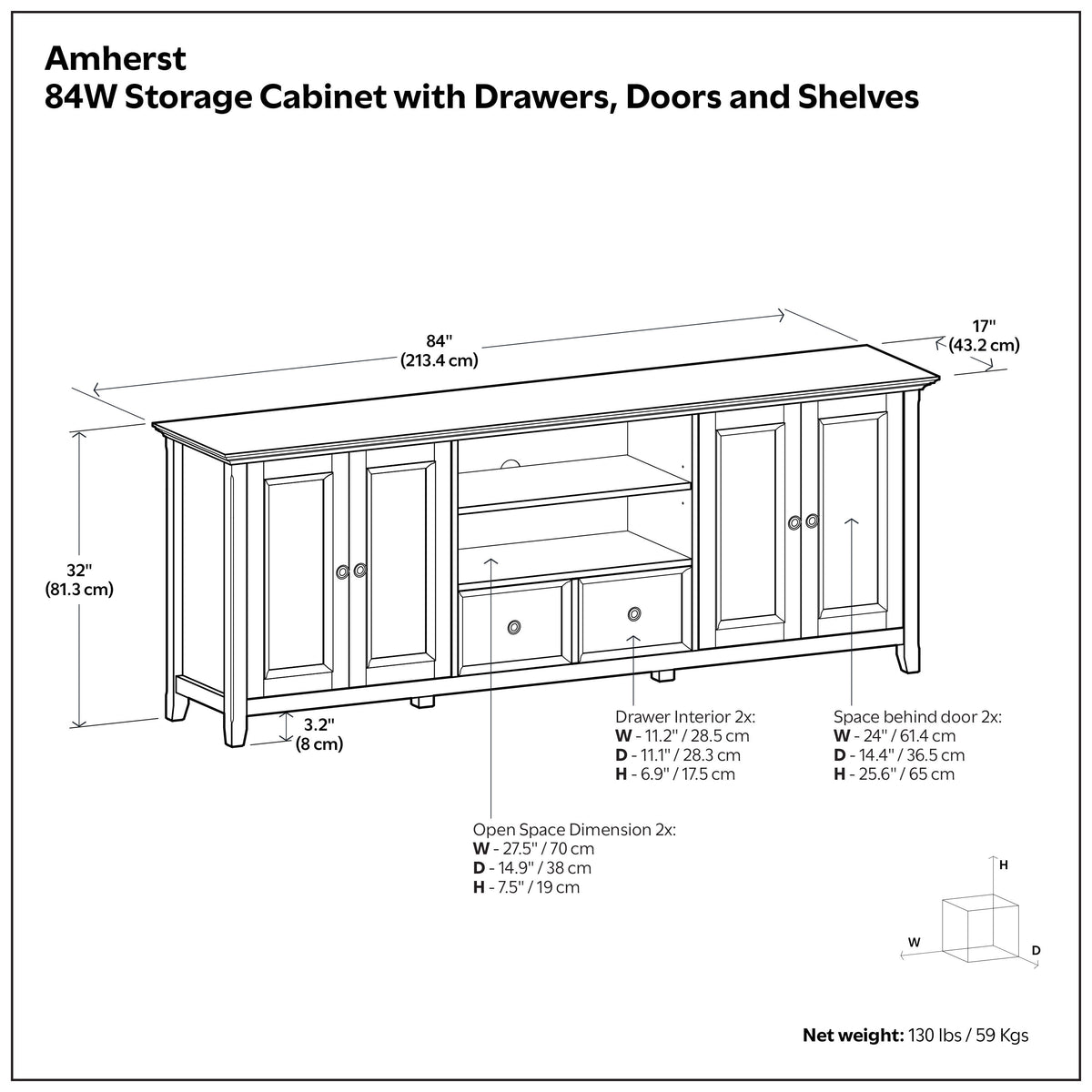 Brunette Brown | Amherst 84 inch TV Media Stand