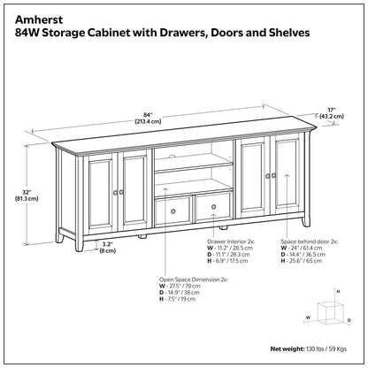 Brunette Brown | Amherst 84 inch TV Media Stand
