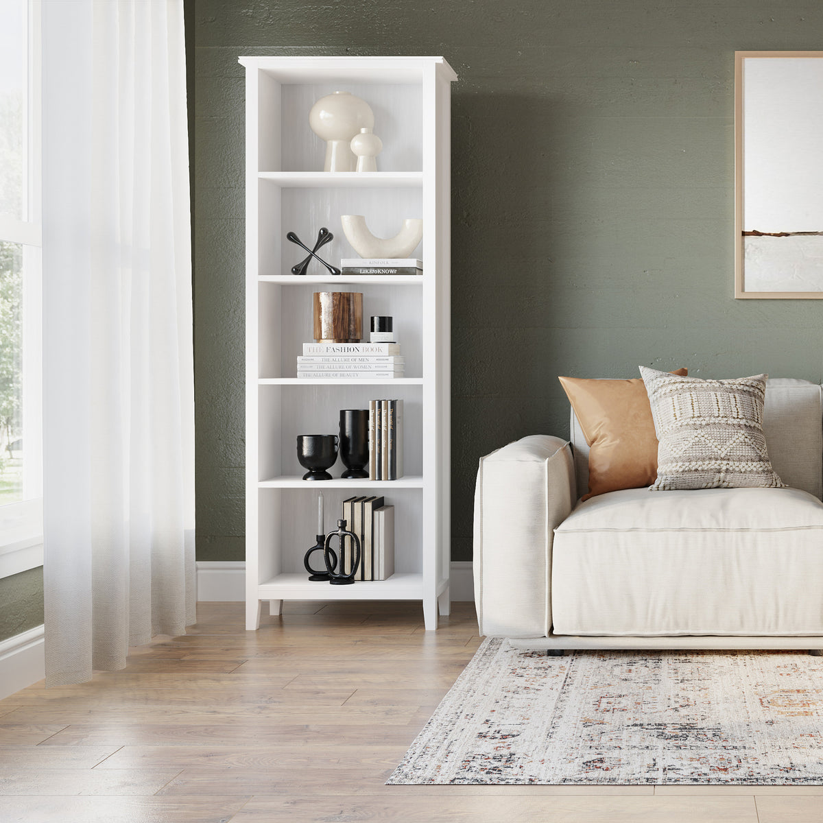 White | Artisan 5 Shelf Bookcase